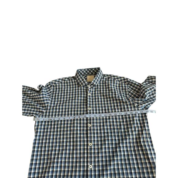 Billy Reid Men's Blue Black Plaid Casual Date Night Button Down Shirt Size Large - Picture 11 of 13